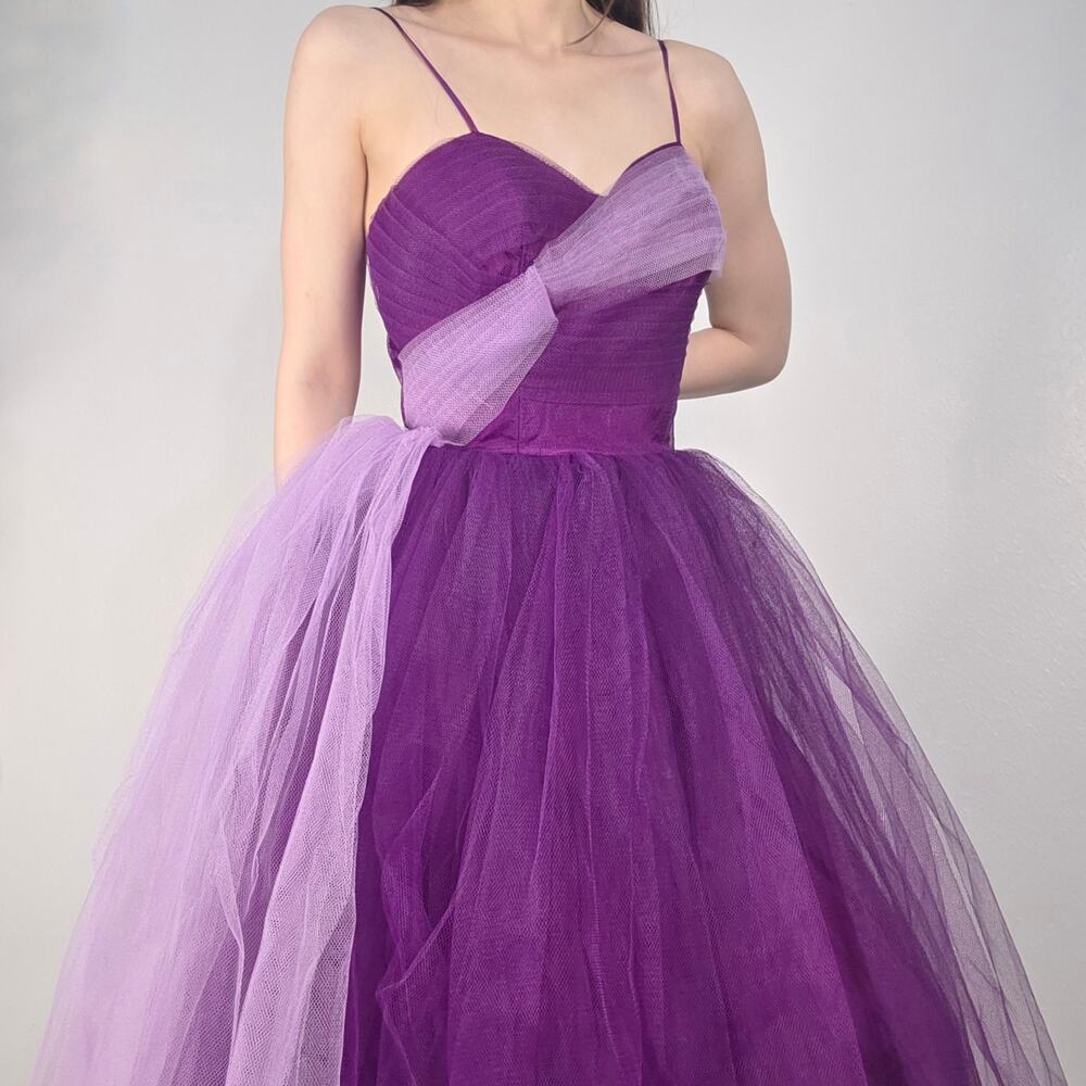 Vintage 1950s Purple Tulle Ball Gown Lavender Prom Dress Fairy Tale